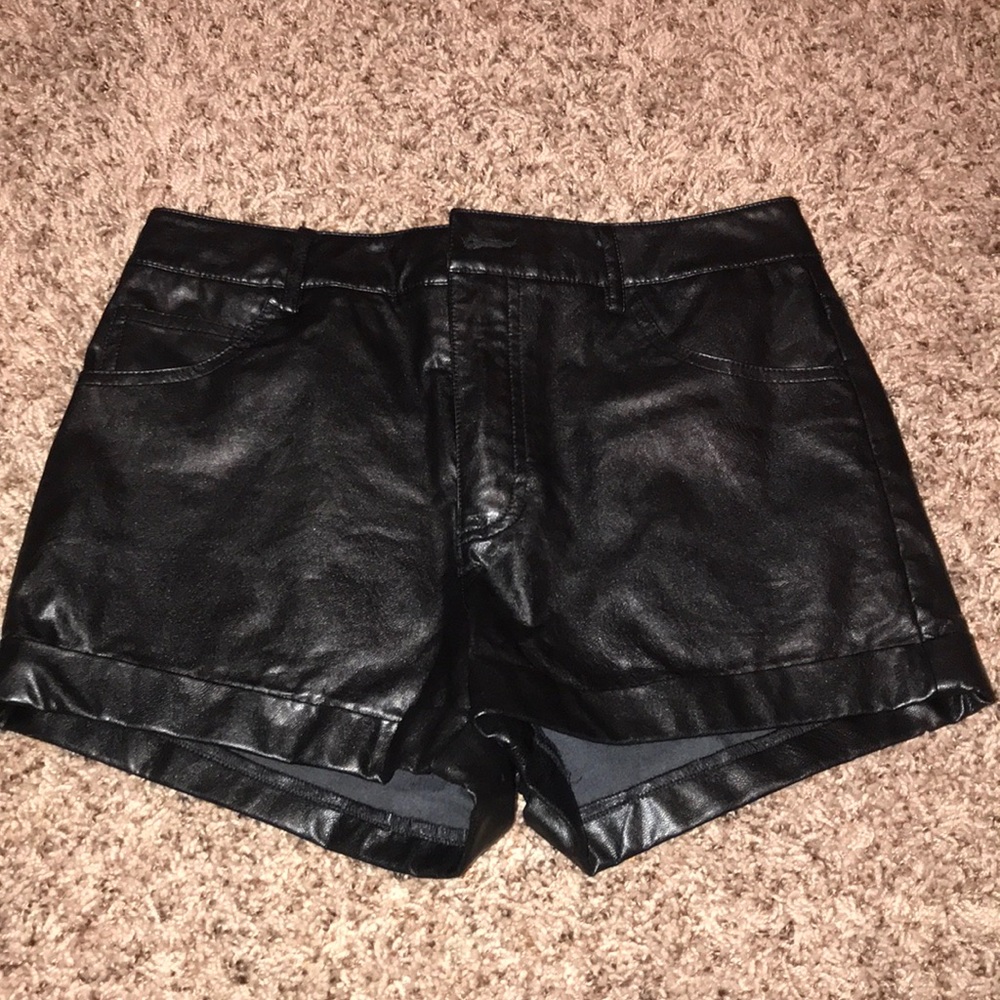 Black Leather Shorts